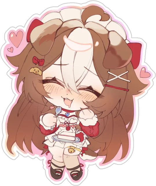Chibi of a brown-haired girl with a red bow