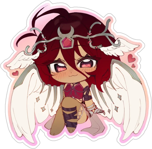 Chibi of a red-haired angel with a thorn crown