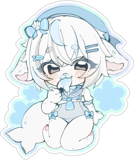 Chibi of a white-haired girl with a seal tail