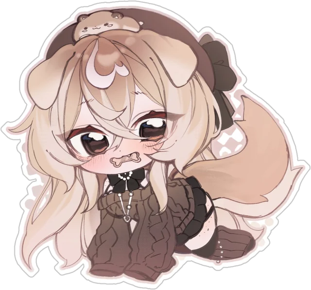 Chibi of a puppy girl in a knit sweater